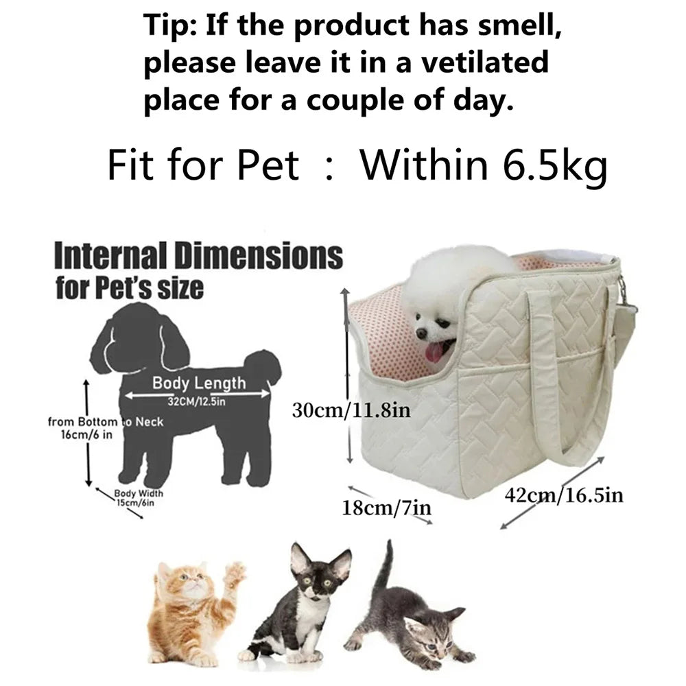 Portable Pet Carrier Tote Bag for Small Dogs & Cats — Breathable Mesh Handbag for Travel & Outdoor Use