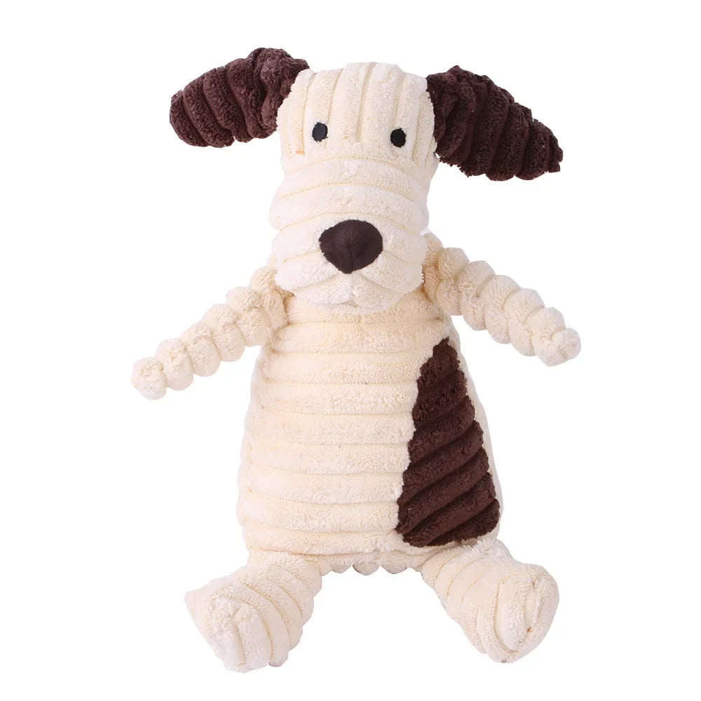 Corduroy Animal Squeaky Dog Toy - Bite Resistant