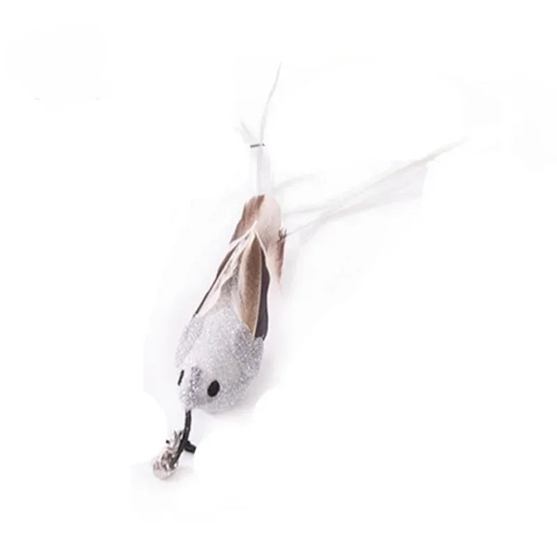 Interactive Bird Feather Wand Cat Toy with Bell - Teaser Stick for Kittens