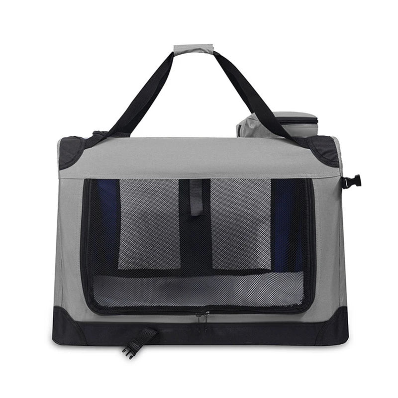 Foldable Soft Pet Crate & Travel Carrier with Mat — 3 Doors