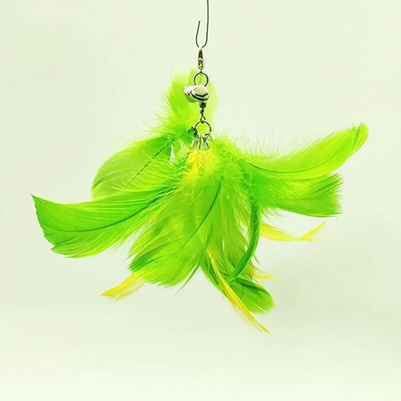 Interactive Bird Feather Wand Cat Toy with Bell - Teaser Stick for Kittens