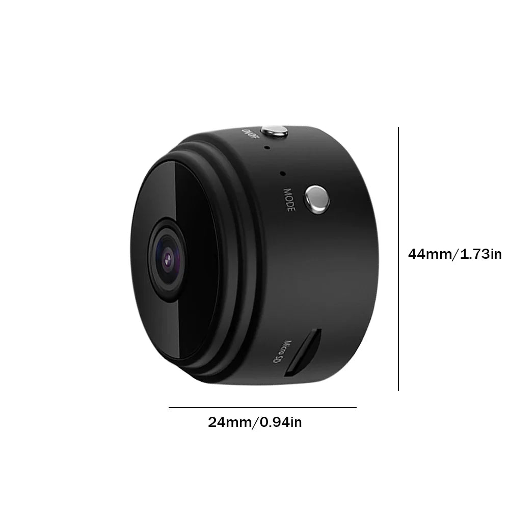1080P WiFi Mini Security Camera with Night Vision & Magnetic Mount — Black
