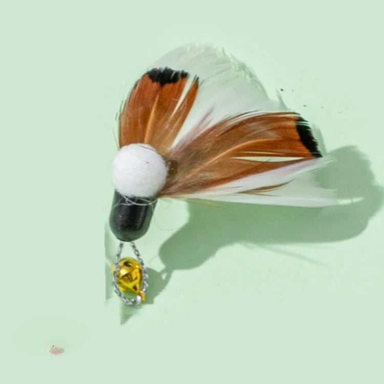 Interactive Cat Feather Toy Replacement with Bell