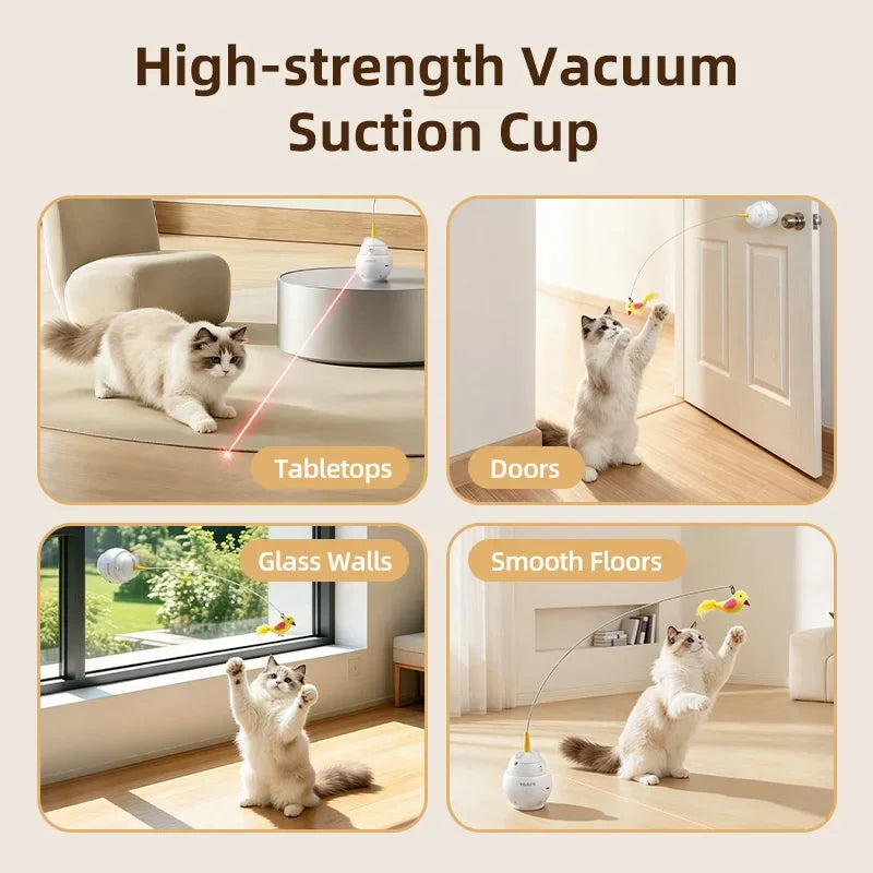 2-in-1 Automatic Laser & Feather Cat Toy — Electric Induction Indoor Kitten Teaser