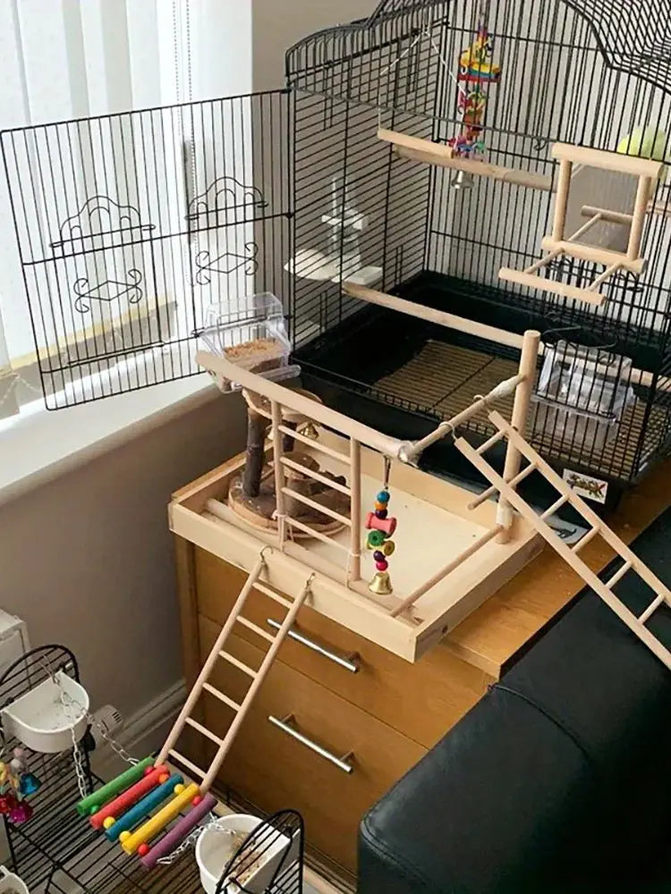 Solid Wood Climbing Ladder for Birds & Small Pets