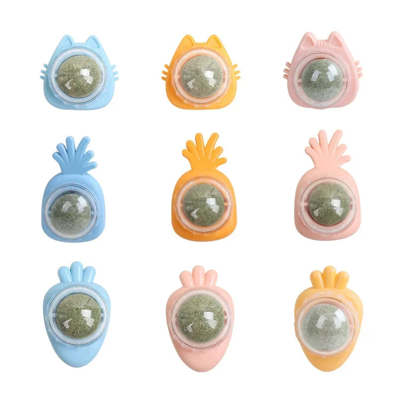 Catnip Wall Ball - Natural Edible Cat Mint Toy for Hairball Relief
