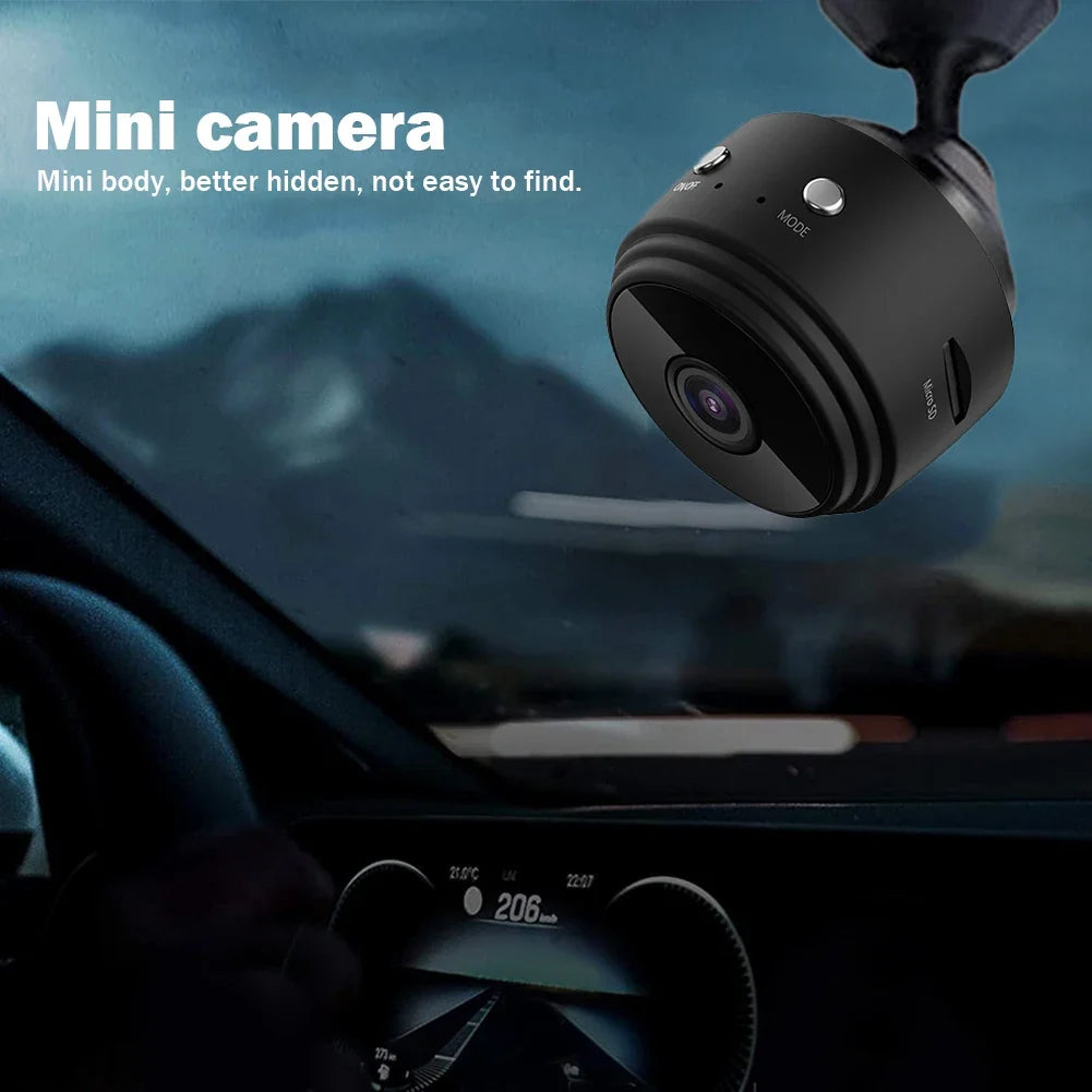 1080P WiFi Mini Security Camera with Night Vision & Magnetic Mount — Black