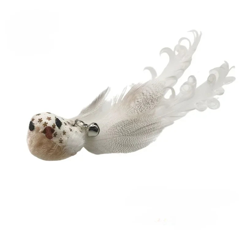 Interactive Bird Feather Wand Cat Toy with Bell - Teaser Stick for Kittens
