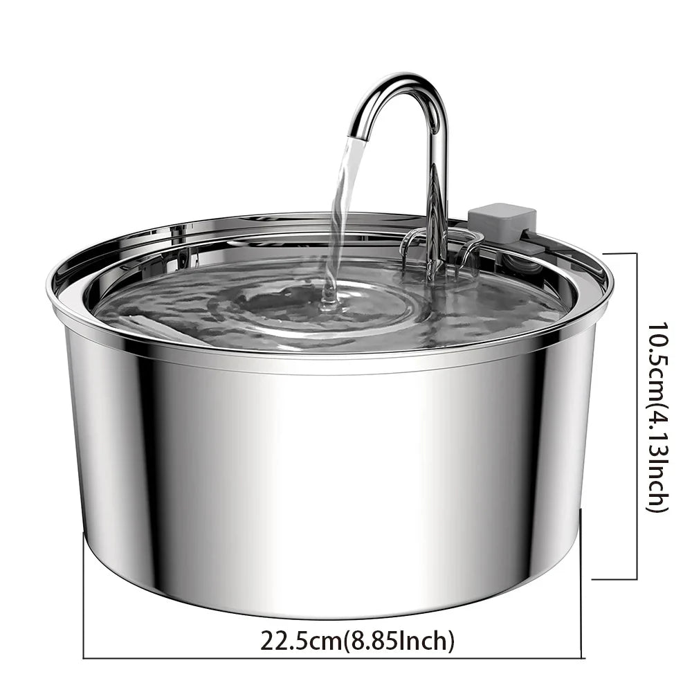 3.2L Stainless Steel Automatic Pet Water Fountain – Cat & Dog Drinking Dispenser with Filter