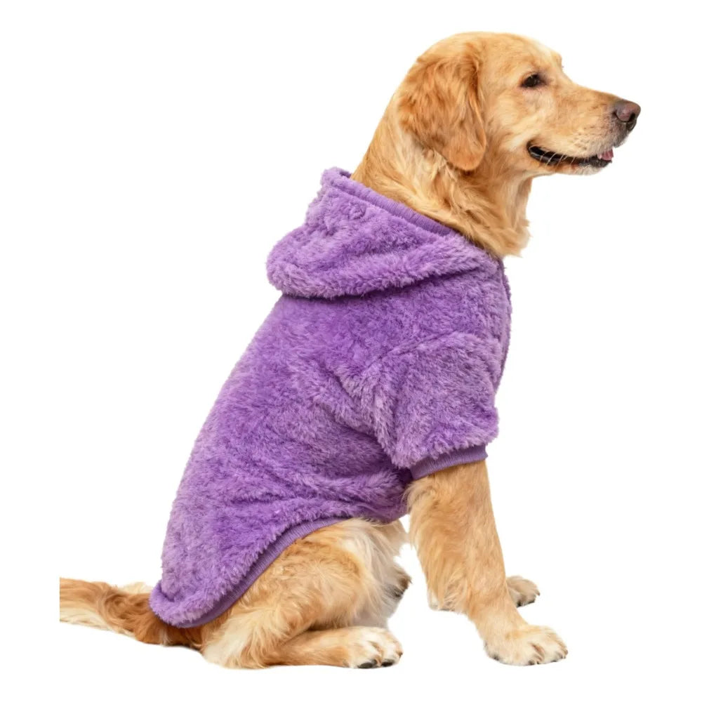 Plush Fleece Dog Hoodie | Soft Warm Winter Outdoor Coat for Medium & Large Dogs