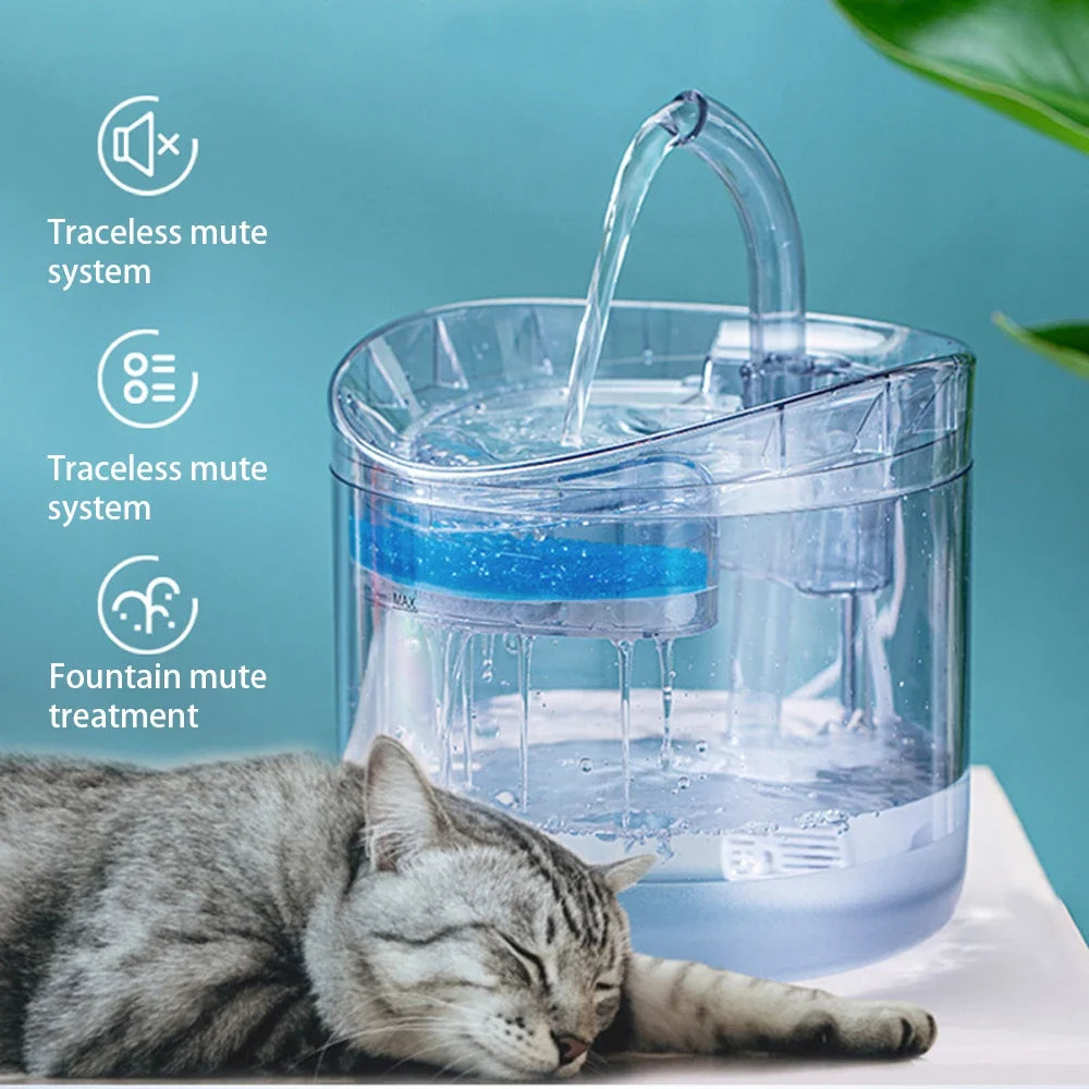 2L Motion-Sensor Pet Water Fountain with Activated Carbon Filter — USB Powered