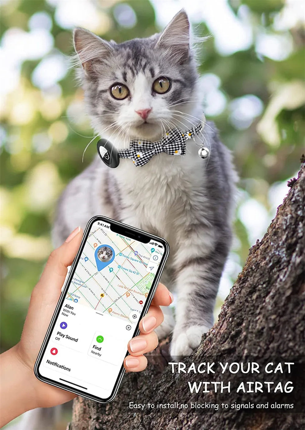 Breakaway Cat Collar with AirTag Holder & Bell