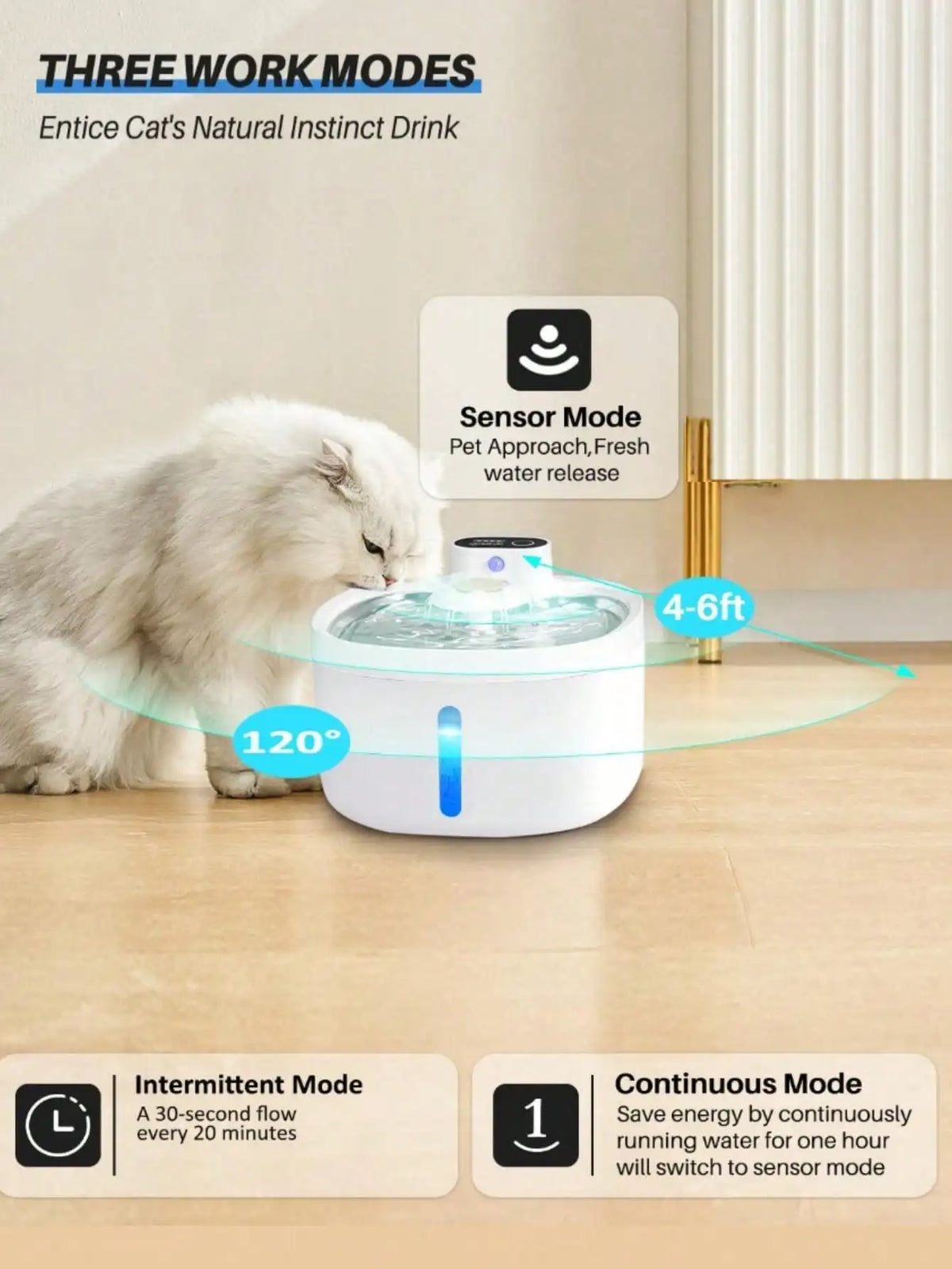 Cordless Automatic Pet Water Fountain — 2.6L with Sensor Dispensing