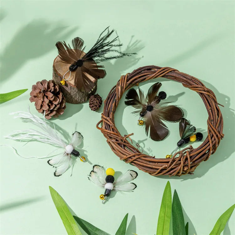 Interactive Cat Feather Toy Replacement with Bell