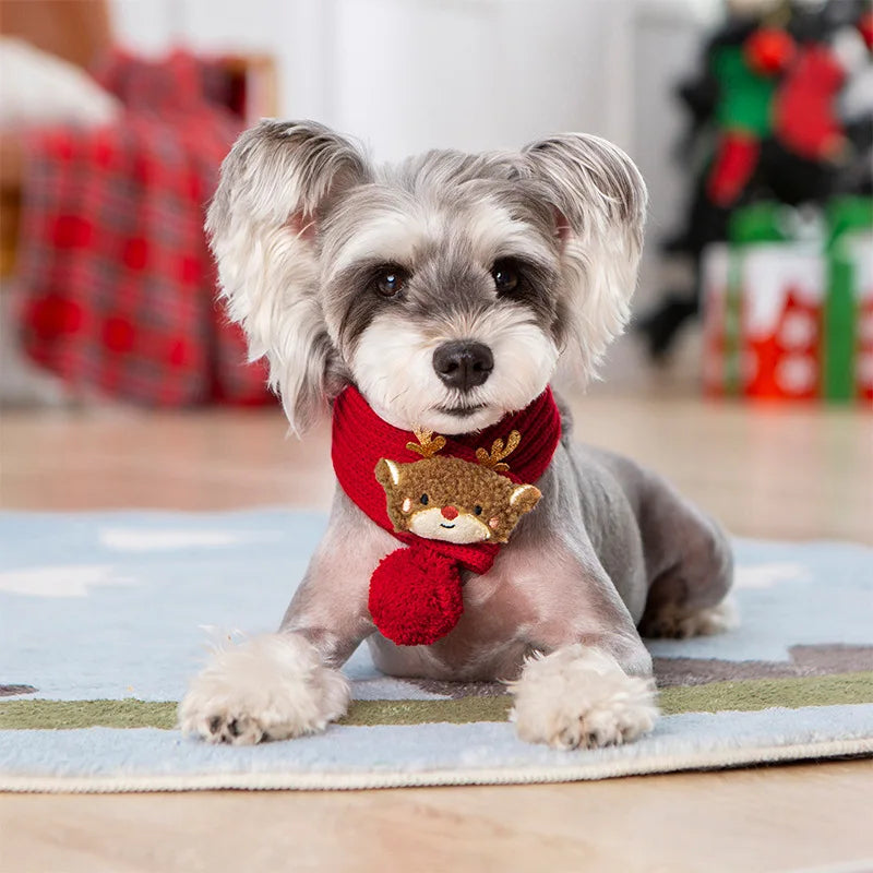 Christmas Cartoon Scarf for Dogs & Cats | Reindeer, Santa & Snowman Designs