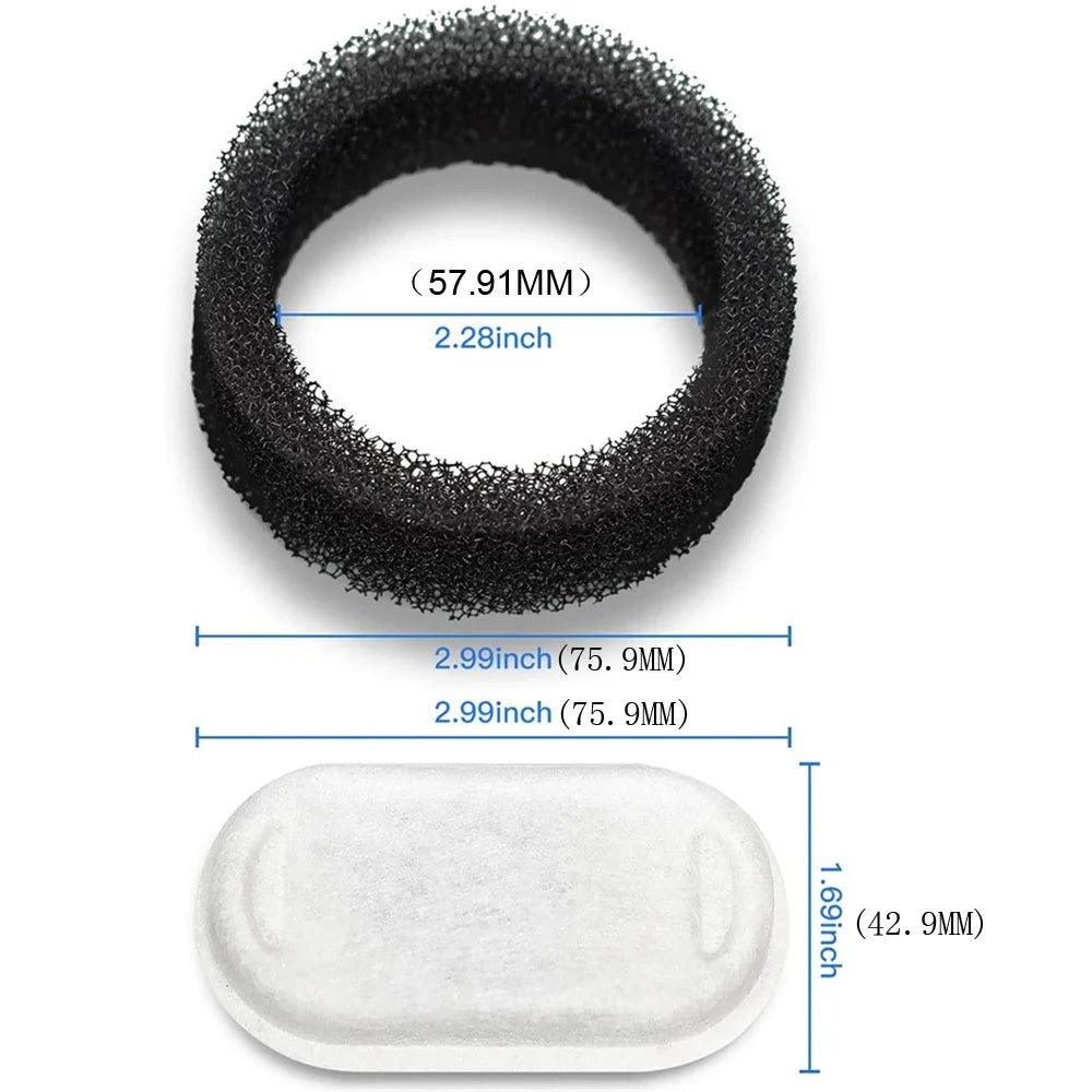 Activated Carbon Replacement Filters for Pet Water Fountains — 8pc