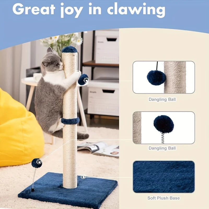 34-Inch Sisal Cat Scratching Post with Hanging Ball Toy