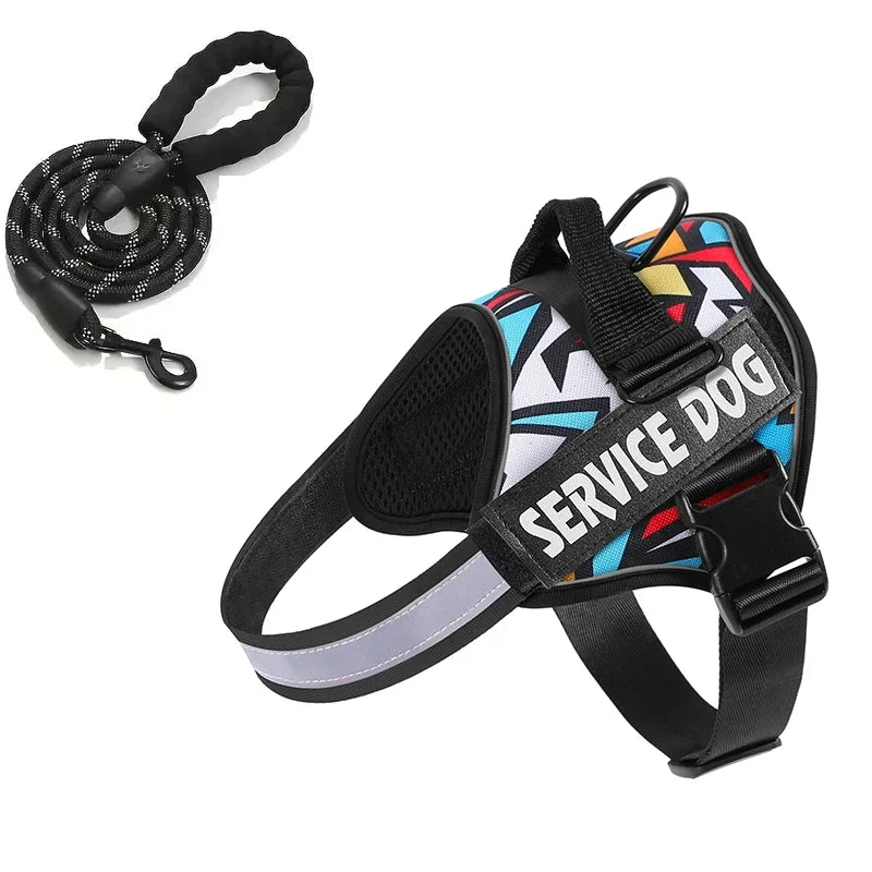 Reflective Adjustable Dog Chest Harness & Walking Lead for Large Dogs