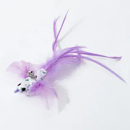 Interactive Bird Feather Wand Cat Toy with Bell - Teaser Stick for Kittens