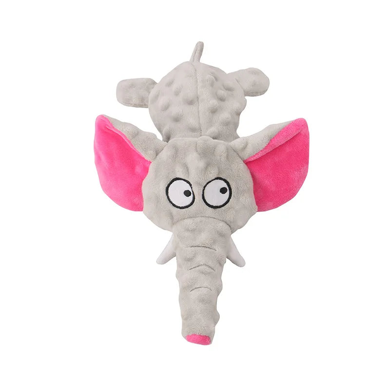 Elephant Plush Squeaky Dog Toy with Crinkle Paper