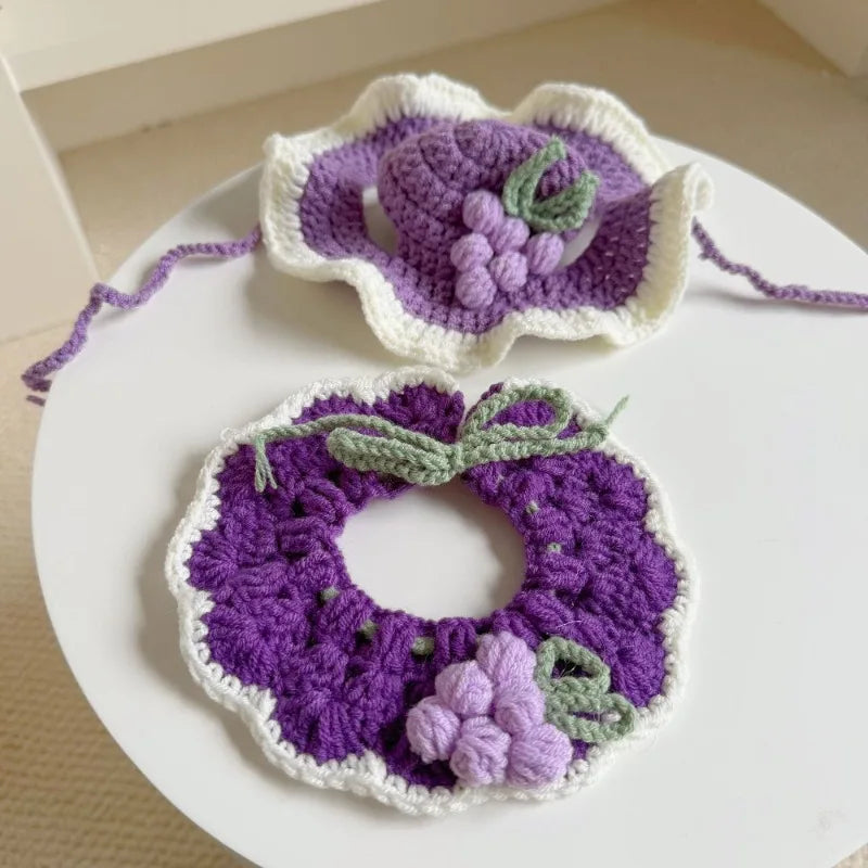 Knitted Hat & Scarf Costume Set for Cats
