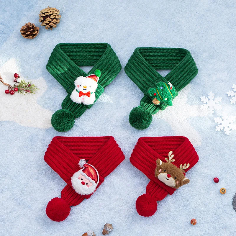 Christmas Cartoon Scarf for Dogs & Cats | Reindeer, Santa & Snowman Designs
