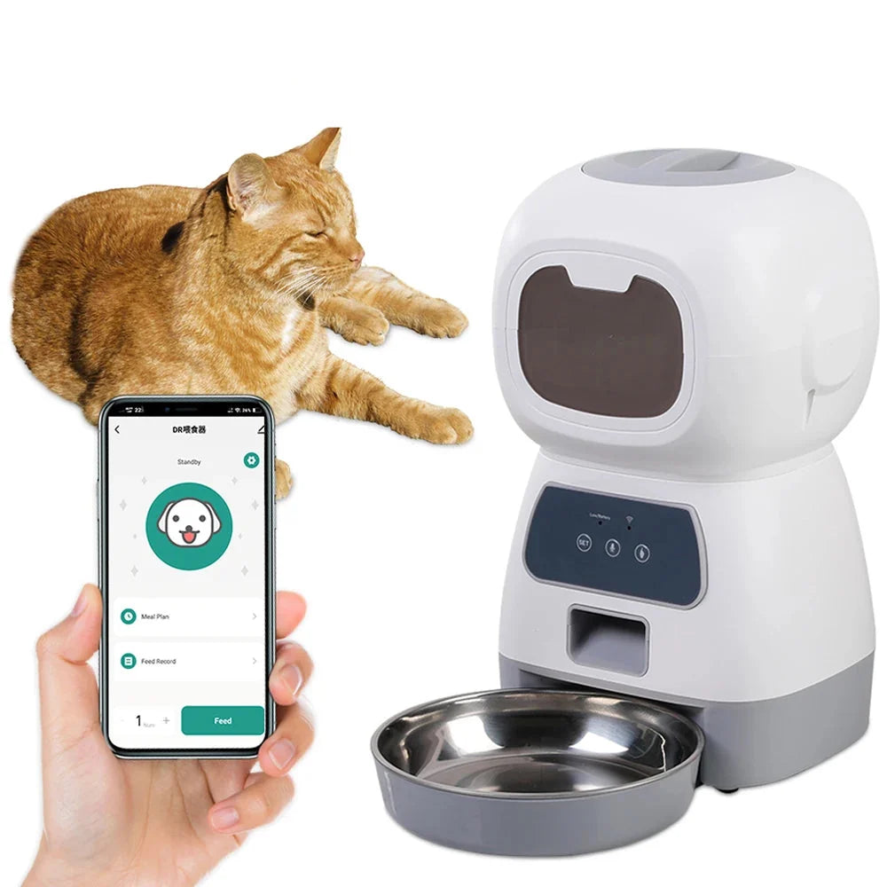 3.5L Smart Automatic Pet Feeder with Voice Recorder — Wi-Fi App or Key Control for Cats & Dogs