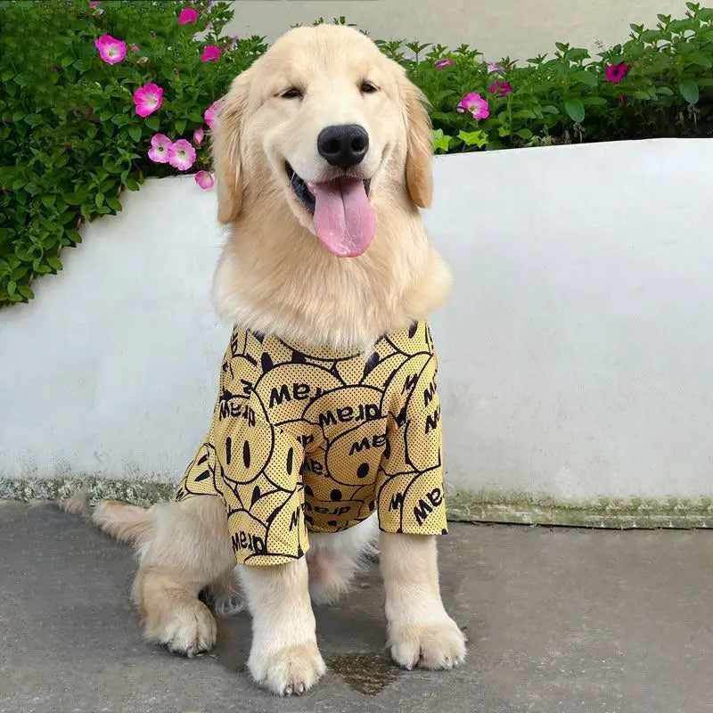 Cartoon Print Dog Cooling Vest Shirt | Soft Summer Top for Medium & Large Dogs
