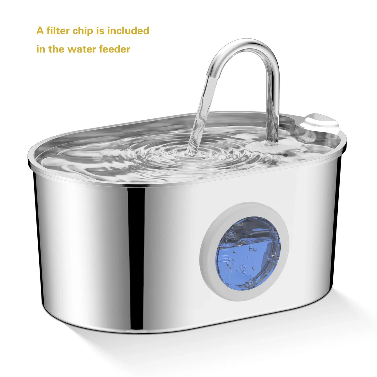 2.2L Stainless Steel Pet Water Fountain with Visible Window