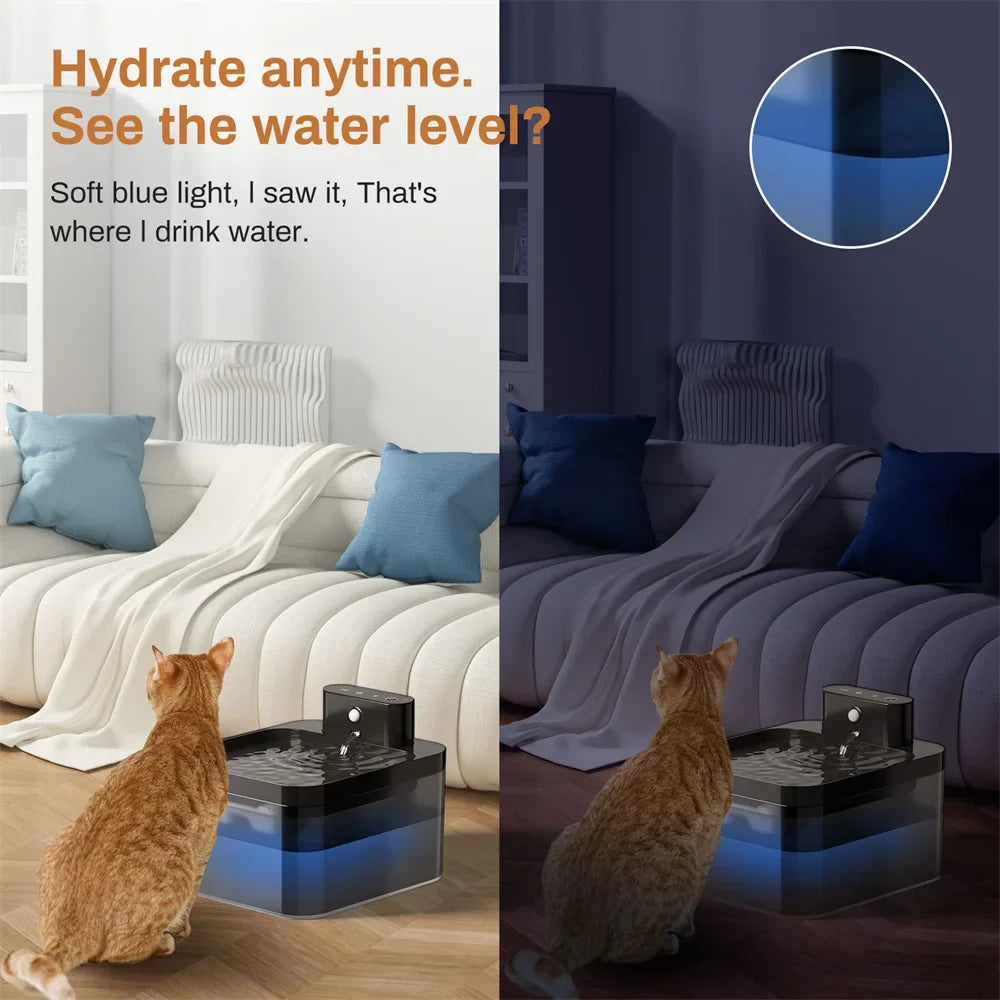 2.2L Wireless Charging Pet Drinking Fountain – Induction Cat & Dog Water Bowl with Filter