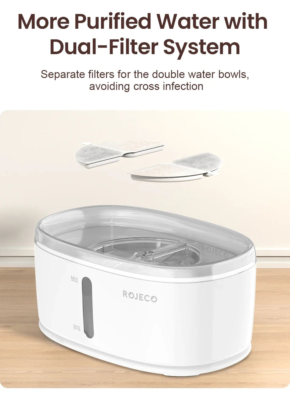 Automatic Wireless Dual-Flow Pet Water Fountain for Cats & Dogs