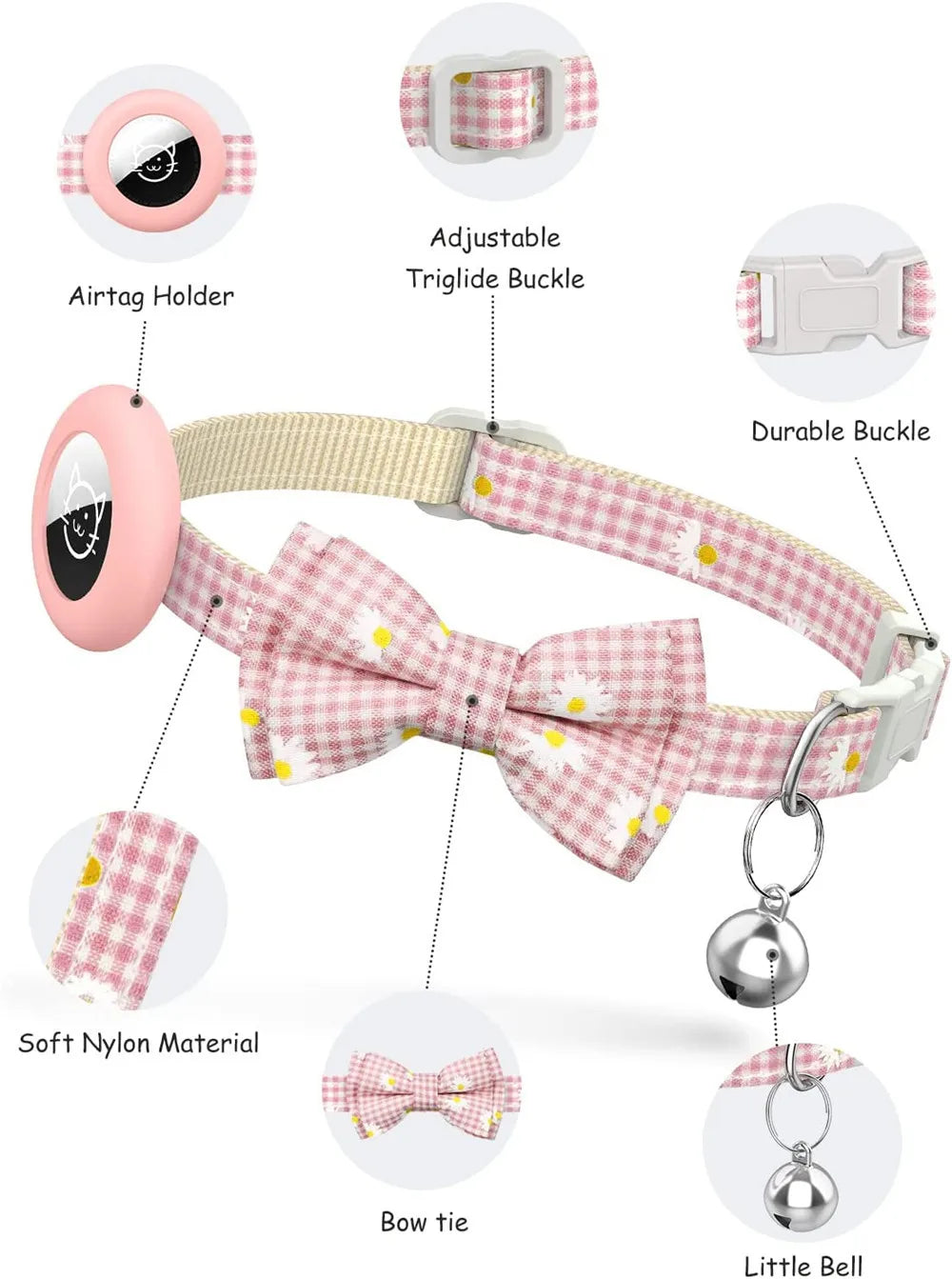 Breakaway Cat Collar with AirTag Holder & Bell