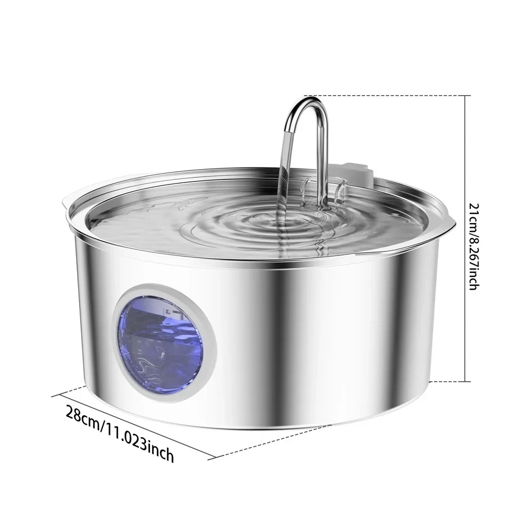 7L Ultra-Quiet Stainless Steel Water Fountain for Large Dogs & Multi-Pet Homes