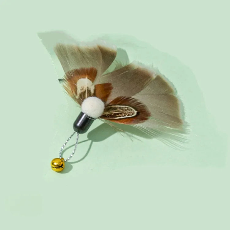 Interactive Cat Feather Toy Replacement with Bell