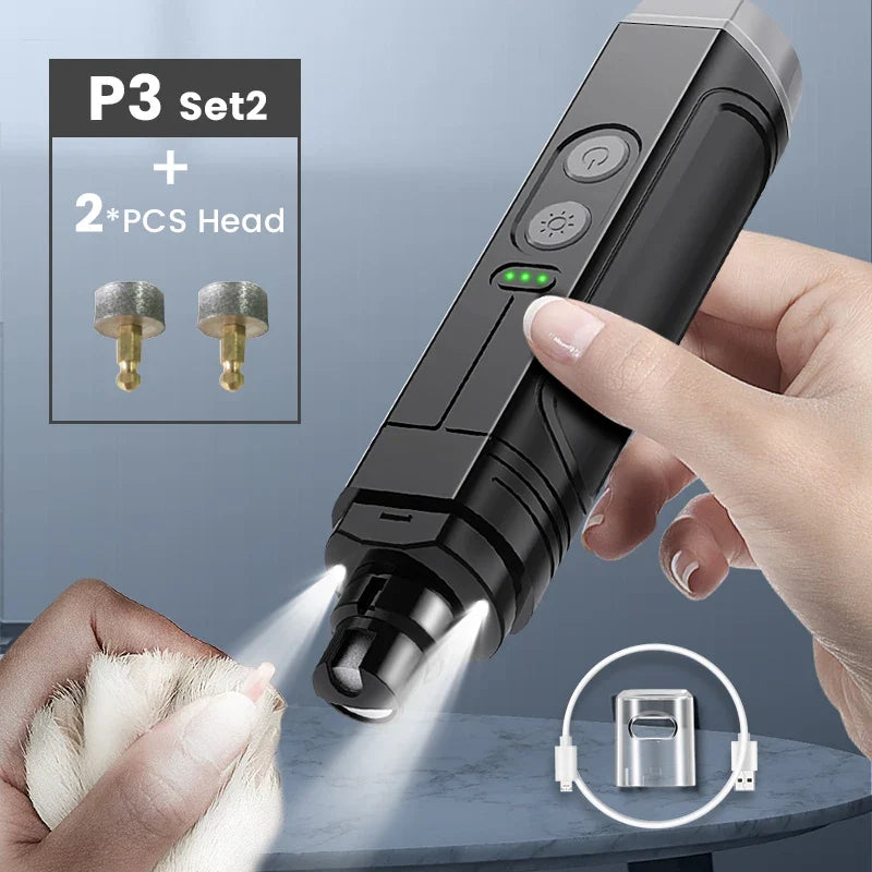 Professional Electric Pet Nail Grinder with Dual LED Lights and Rechargeable Battery