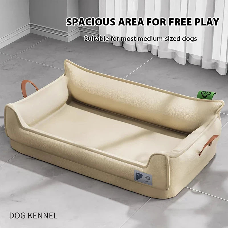 Orthopedic Leather Dog Sofa Bed — Waterproof, Washable & Non-Slip