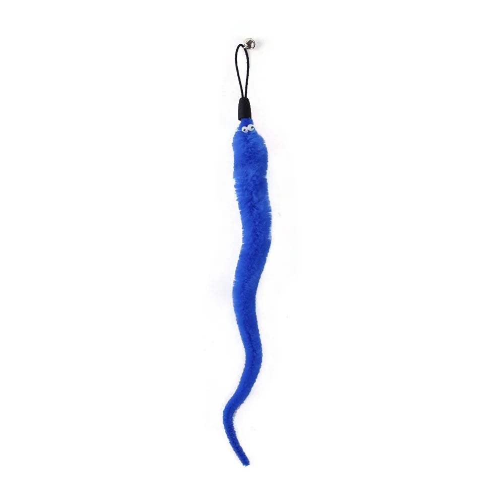 Feather Wand Cat Toy with Bell & Worm String - Interactive Teaser Set