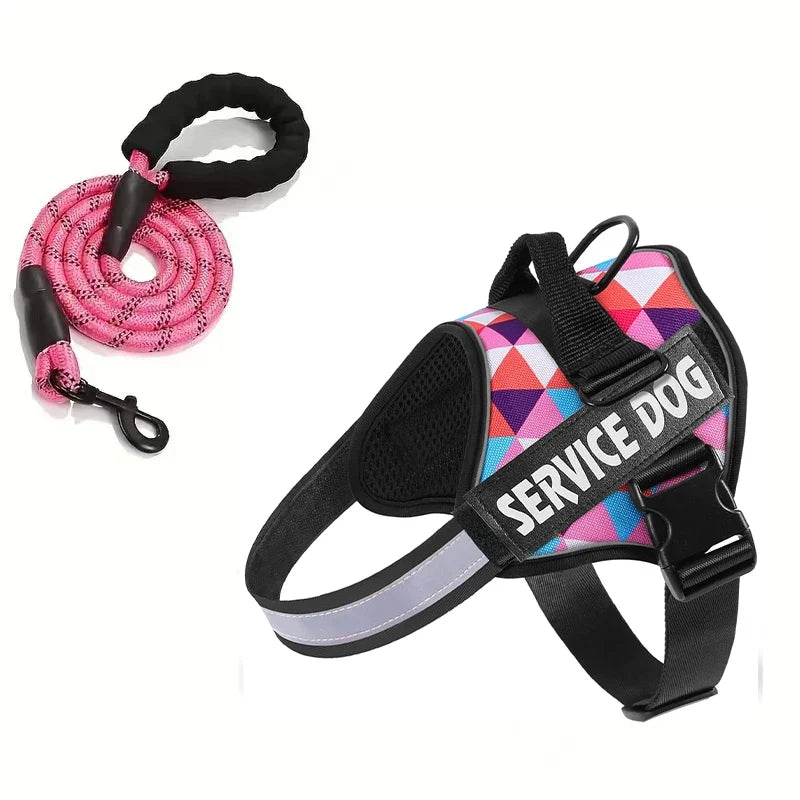 Reflective Adjustable Dog Chest Harness & Walking Lead for Large Dogs