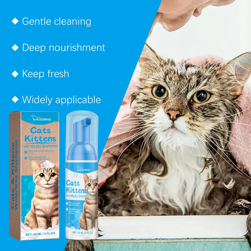 Waterless Cat Shampoo Mousse — Deodorising Foam for Smooth, Fresh-Smelling Fur