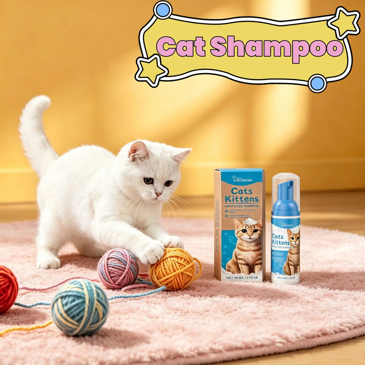 Waterless Cat Shampoo Mousse — Deodorising Foam for Smooth, Fresh-Smelling Fur