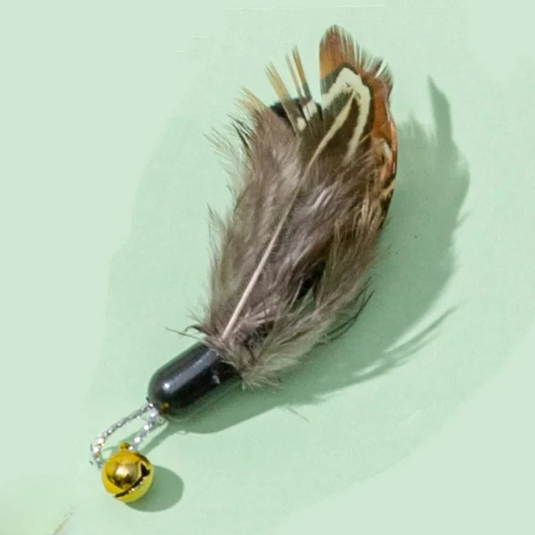 Interactive Cat Feather Toy Replacement with Bell