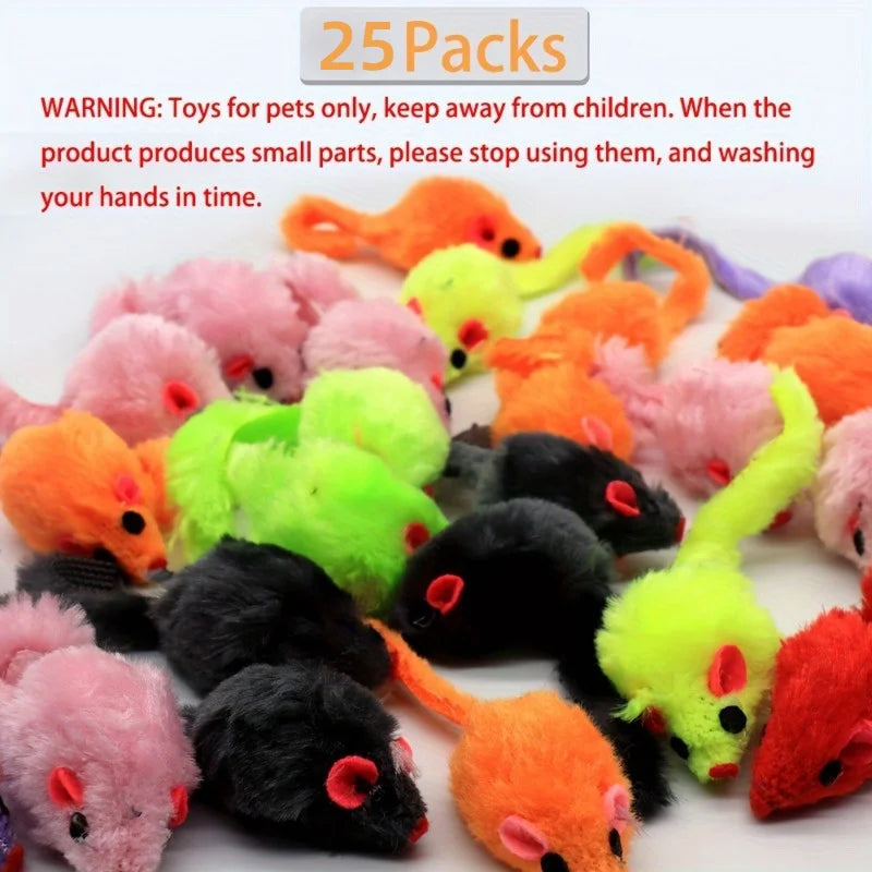 Plush Mouse Cat Toys - 25 Pack Bulk Set for Active Play