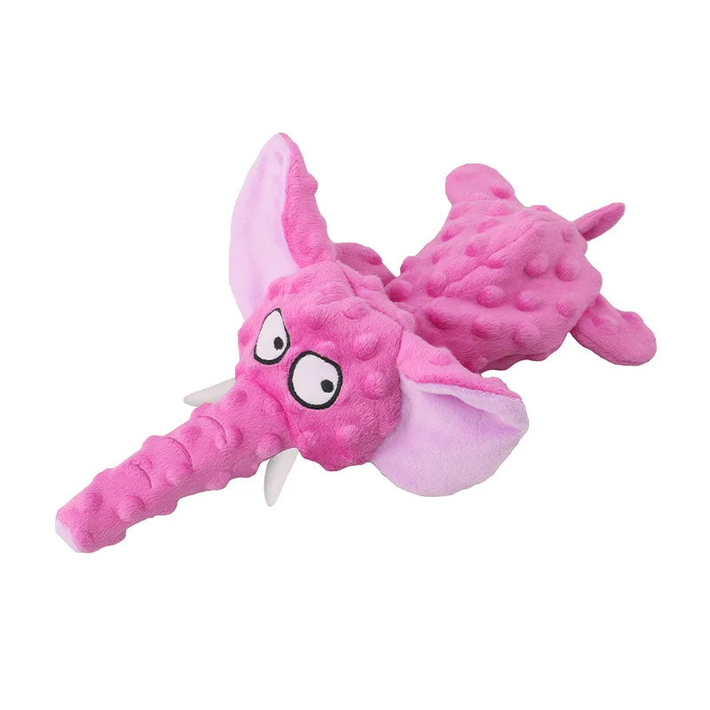 Elephant Plush Squeaky Dog Toy with Crinkle Paper