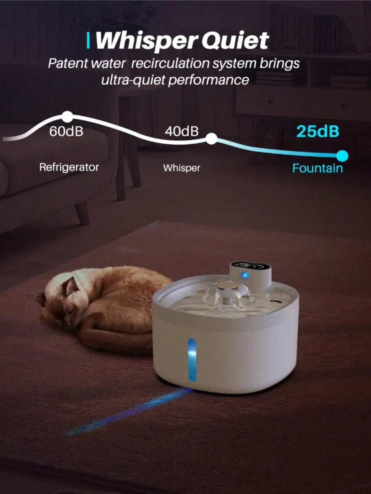 Cordless Automatic Pet Water Fountain — 2.6L with Sensor Dispensing