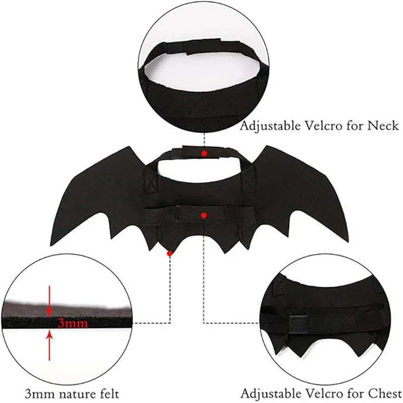Halloween Bat Wings Costume for Dogs & Cats — Collar Lead & Cosplay Dress-Up Accessories