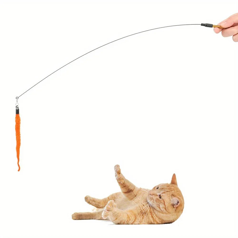 10-Pack Plush Worm Replacement Heads for Cat Wand Toys