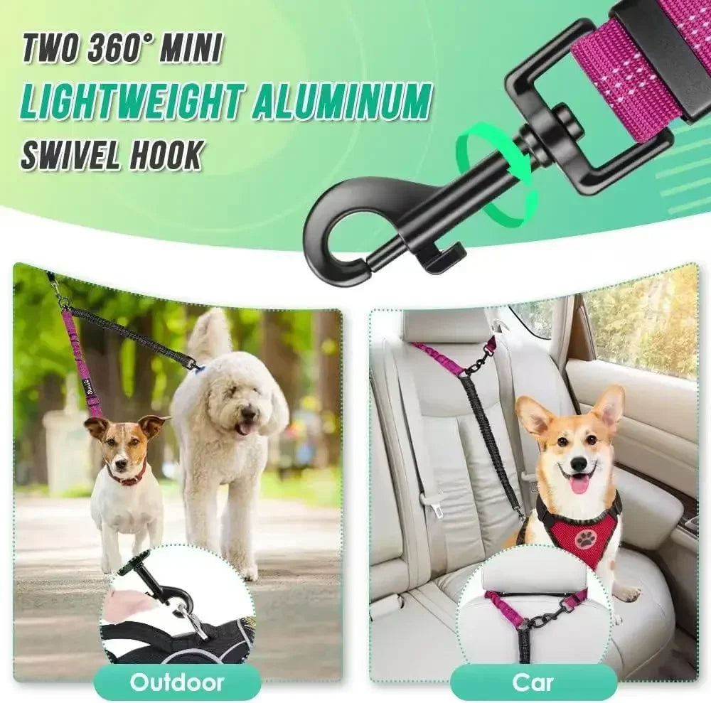 16ft Dual Dog Leash with Shock Absorbing Bungee