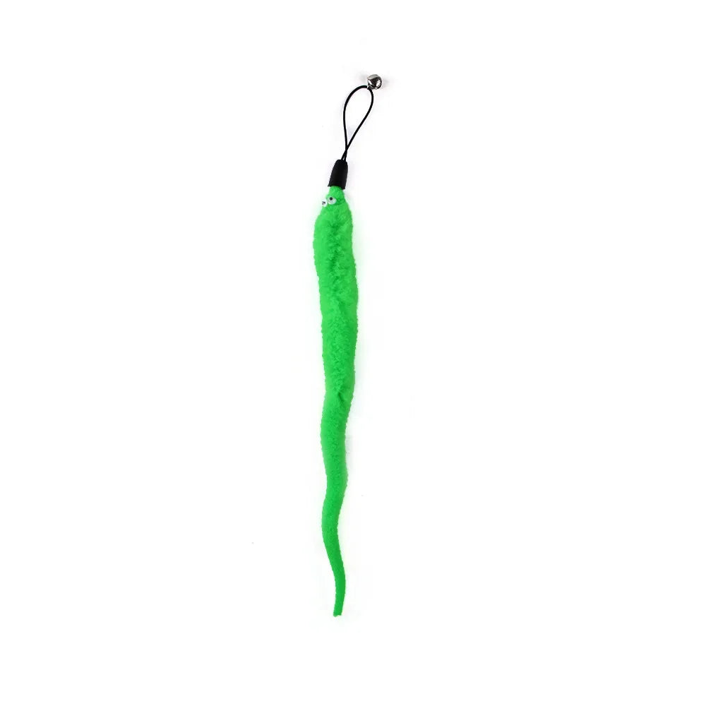 Feather Wand Cat Toy with Bell & Worm String - Interactive Teaser Set