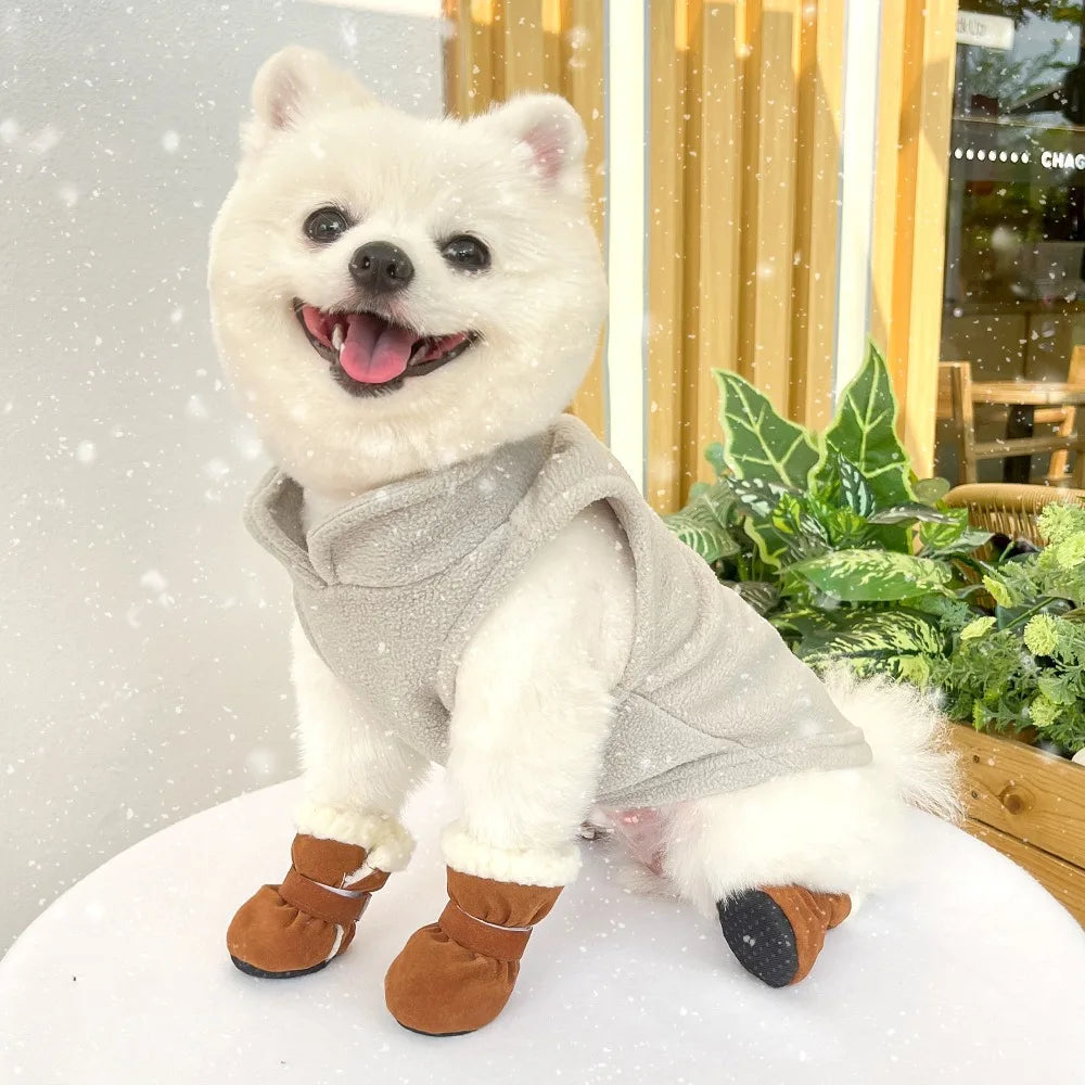 Winter Anti-Slip Dog Boots | Set of 4 for Small & Medium Dogs & Cats