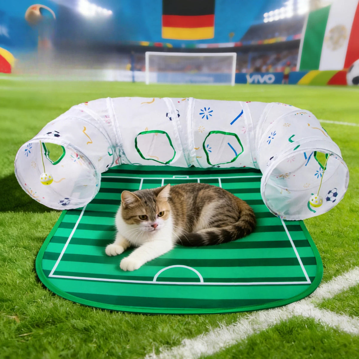 Football Field Cat Tunnel Toy